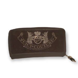 Vintage Juicy Couture - Black Scottie Emblem Velvet Zip Wallet Y2K Like New!